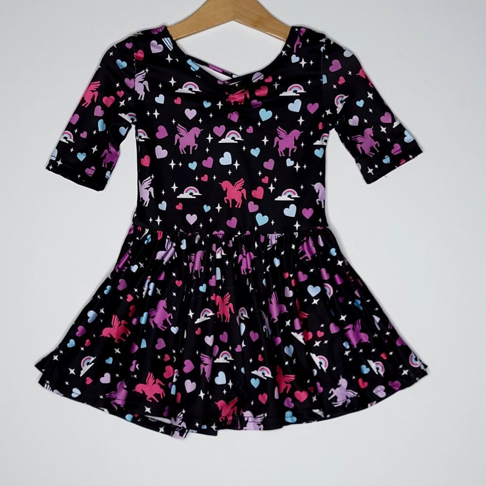 DotDotSmile Size 2 Ballerina Dress - Unicorns and Hearts Print
